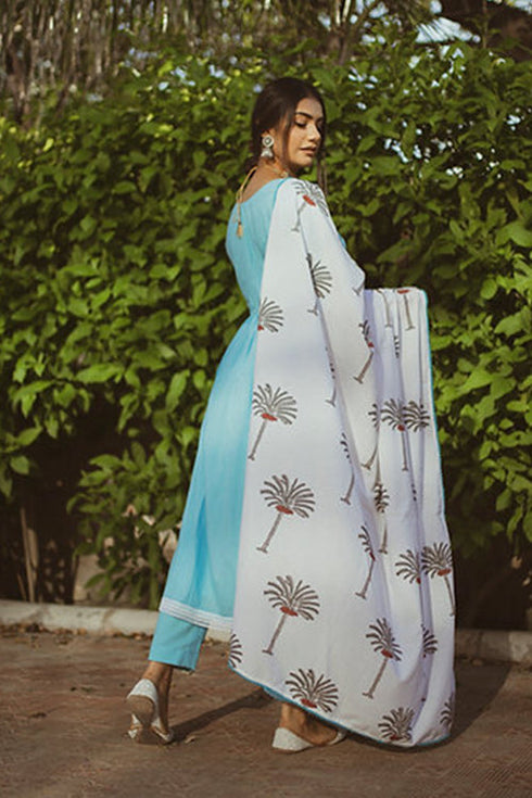 Nilodha Blue Anarkali Kurta Set